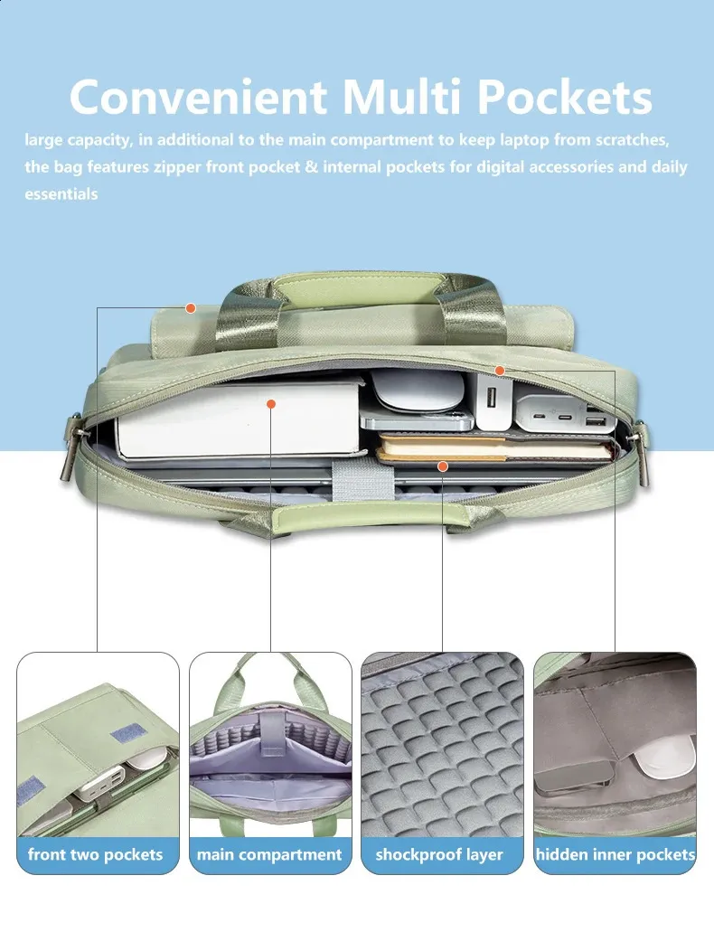 13.3 14 15.6 16 inch Laptop Bag Shoulder Handbag Briefcases Sleeve Case For book Air Pro HP 240907_voghion.com