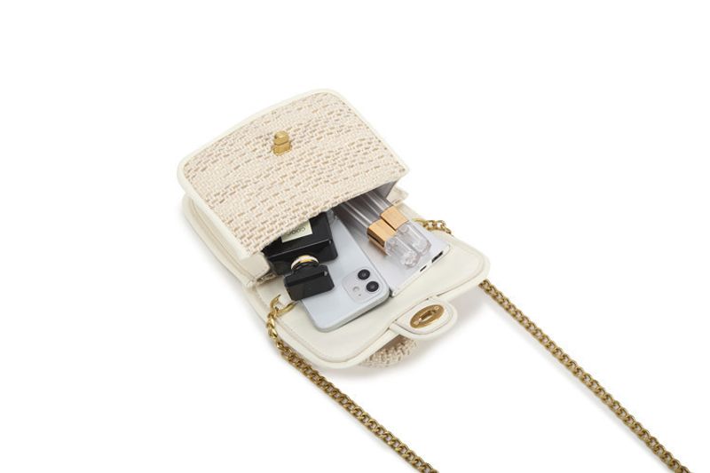 Stil High-End-Textur Nischendesign Schloss Wolldiamantkette kleine quadratische Tasche Schulter Crossbody Handtasche_voghion.com