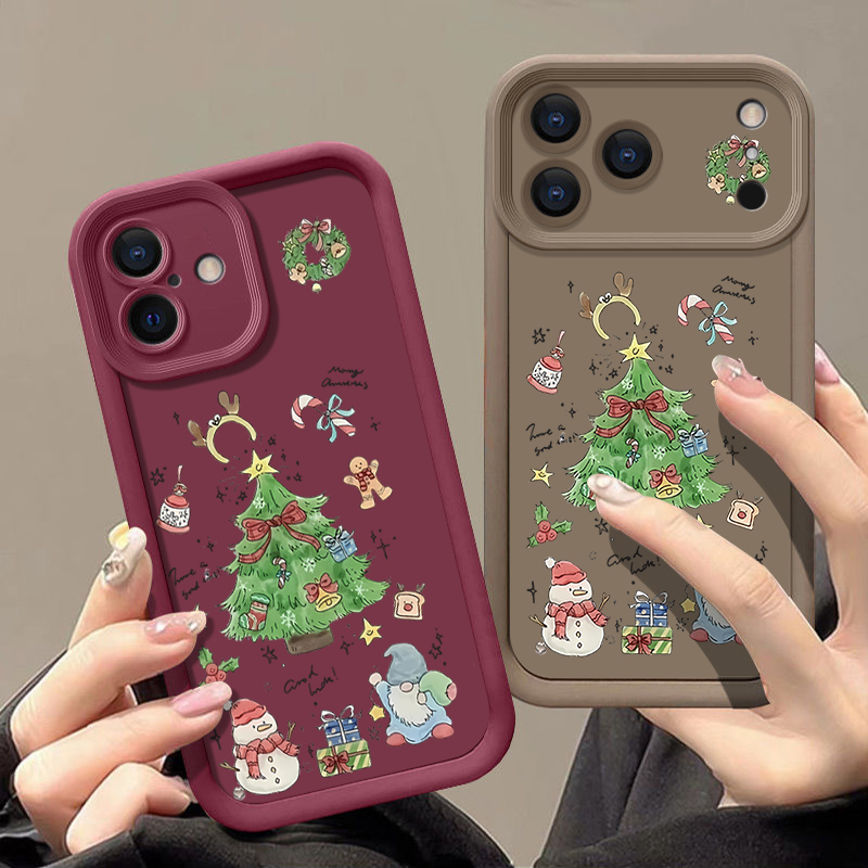 Bowknot Christmas Tree Soft TPU Phone Case For IPhone Air 16e 17 16 15 14 Pro Max 13 12 Pro 15 16 Plus Shockproof Silicone Cover_voghion.com