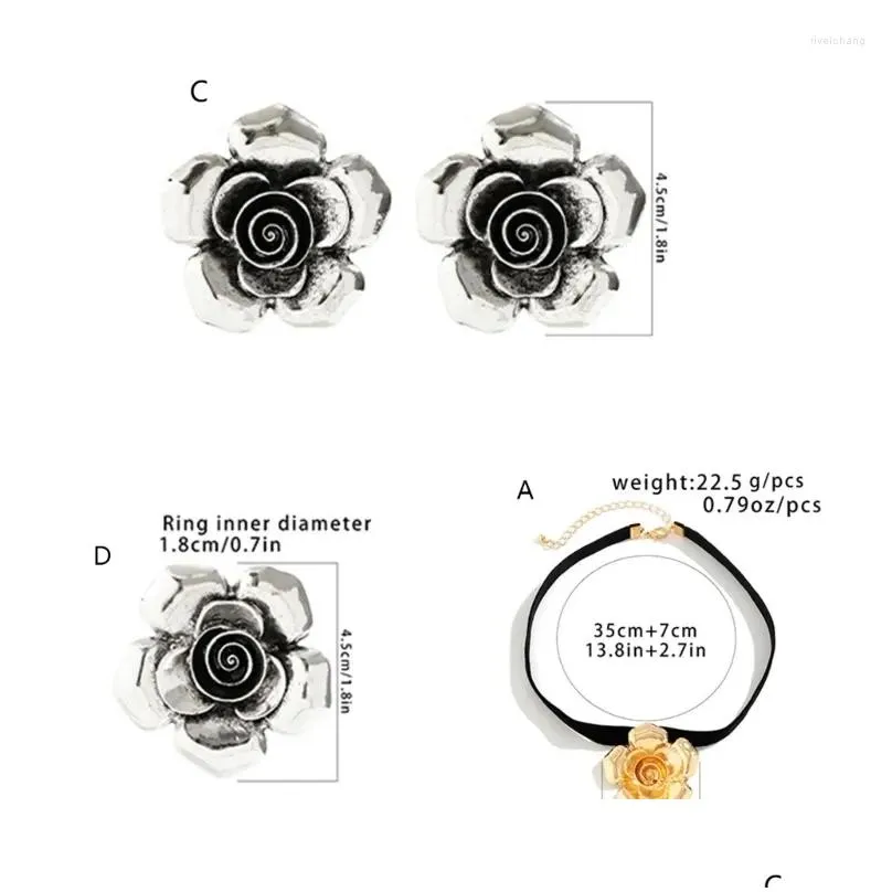 Collana con fiori vintage e orecchini set gioielli retro_voghion.com