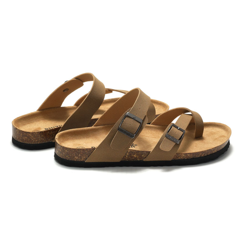 Ruizu 2024 autumn and summer new women's cork slippers trendy men's sandals couple beach shoes cork outdoor wear_voghion.com