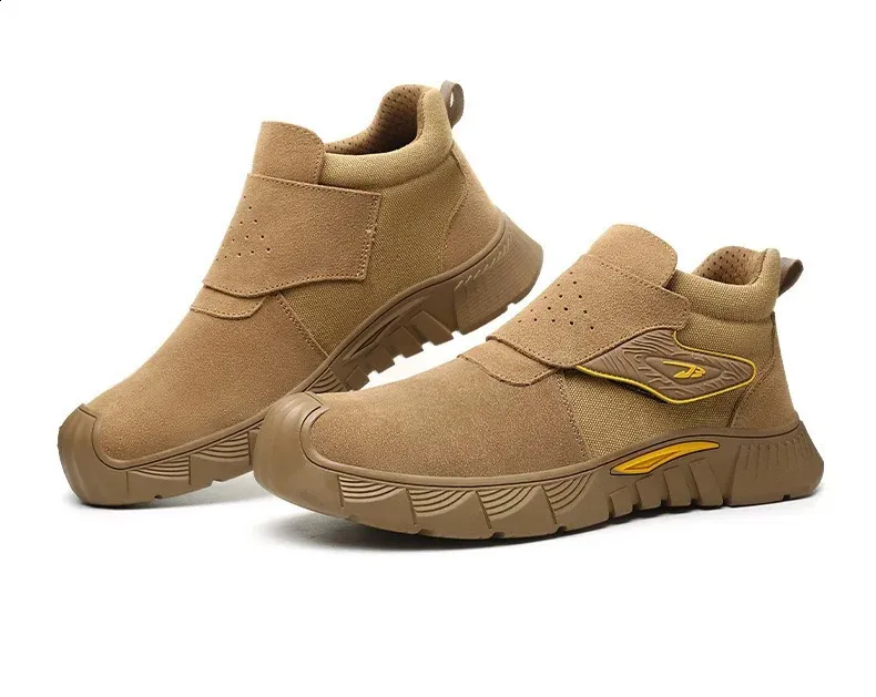 Chaussures de sécurité légères et antidérapantes pour hommes, avec embout en acier respirant et semelle en caoutchouc incassable, 240918_voghion.com