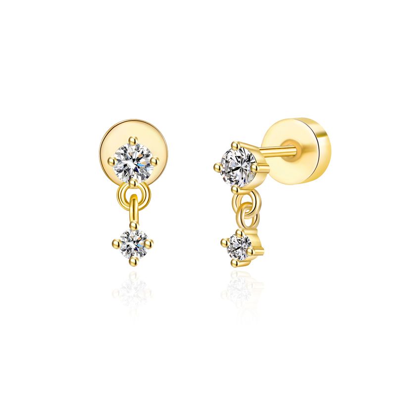 Orecchini a vite in zircone color oro 8A, squisiti piccoli orecchini a perno per il naso_voghion.com