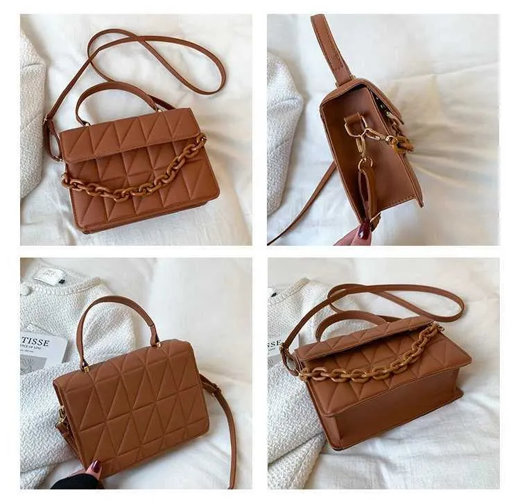 Rhombus Plaid Crossbody Bags For Women Chain Decor Fashion Shoulder Bag Ladies Handbag Casual And Simple Small Square_voghion.com