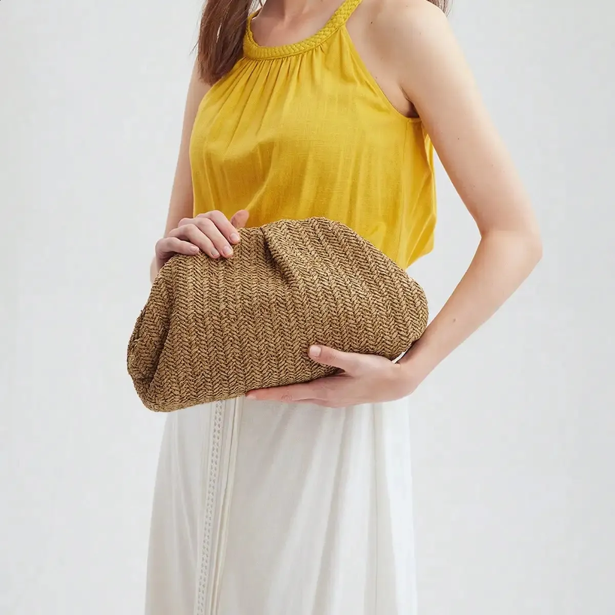 Borsa a mano da donna alla moda, grande capacità, a tinta unita, perfetta per matrimoni, feste e cene 240724_voghion.com