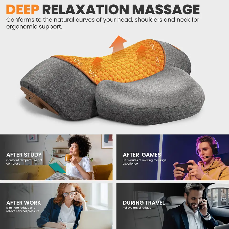 Electric Neck Massager With Heat And Vibration For Cervical Pain_voghion.com