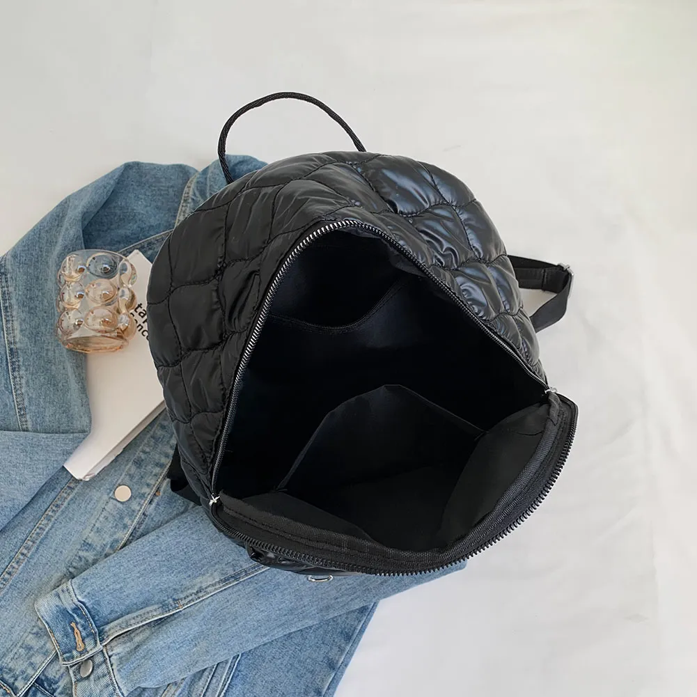 Women Shoulder Backpack Quilted Fashion School Back Pack Rhombus Pattern Large Solid Casual For Travel Lady Girl Bagpack_voghion.com
