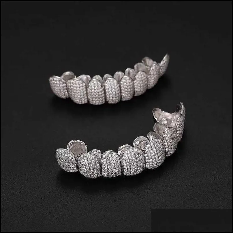 Dentalgrills Exklusive Anpassung Moissanite Zähne Grillz Iced Out Hop Sier Dekorative Zahnspangen Real Dia BG Too Dh2Sf_voghion.com