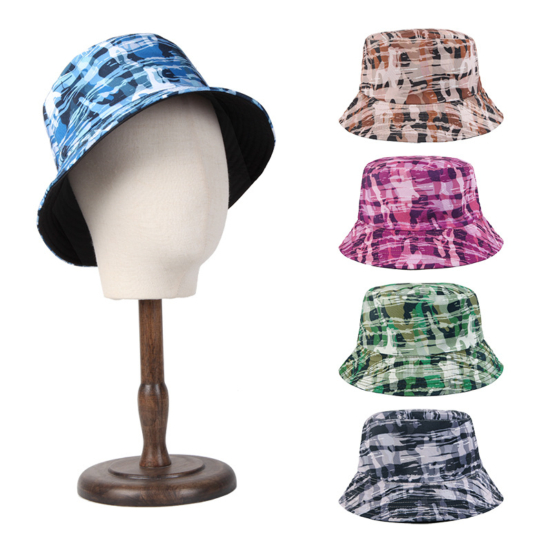 Emmerhoed zomer nieuwe dubbelzijdige college stijl gestreepte print heren en dames veelzijdige zonnebrandcrème brede rand emmerhoed_voghion.com