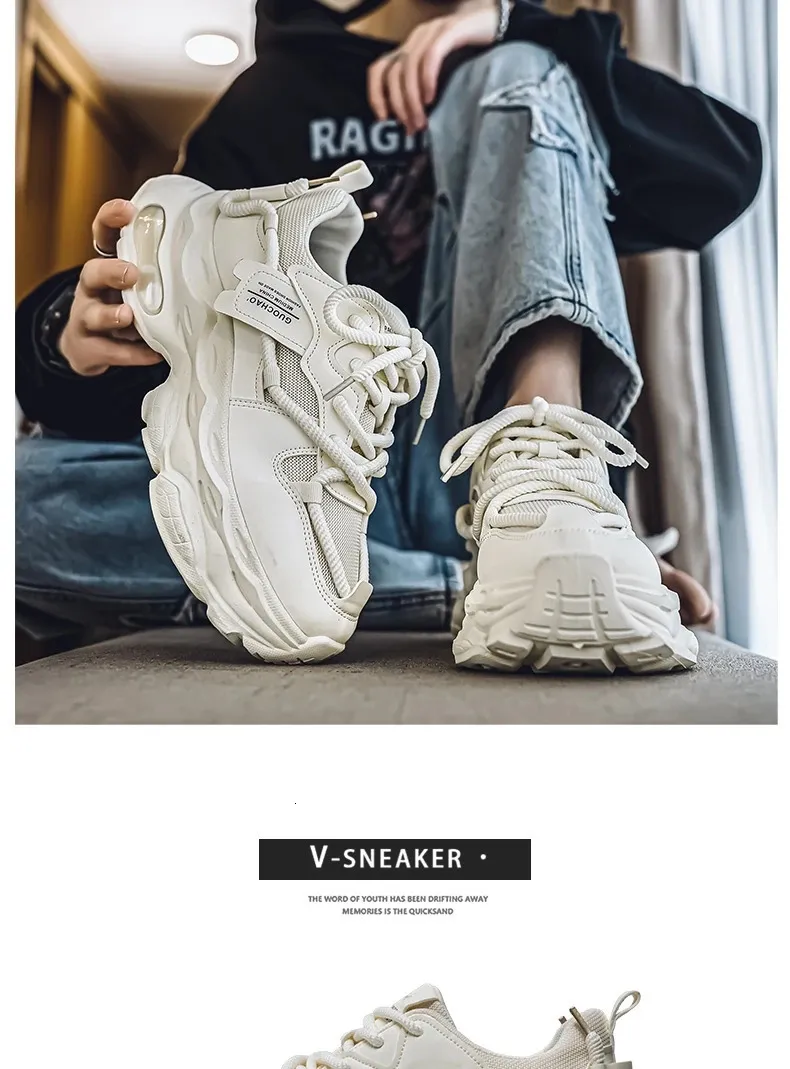 Chunky Platform Running Shoes For Men Anti Slip Breathable Casual_voghion.com