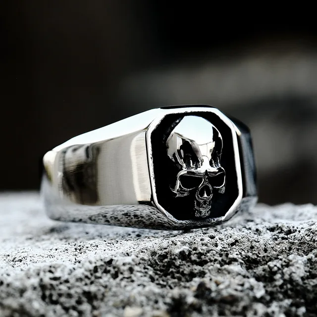 BEIER 2024 New Stainless Steel Skeleton Skull Ring For Men Gothic Punk Metal Rock Biker Jewelry Accessories Wholesale_voghion.com