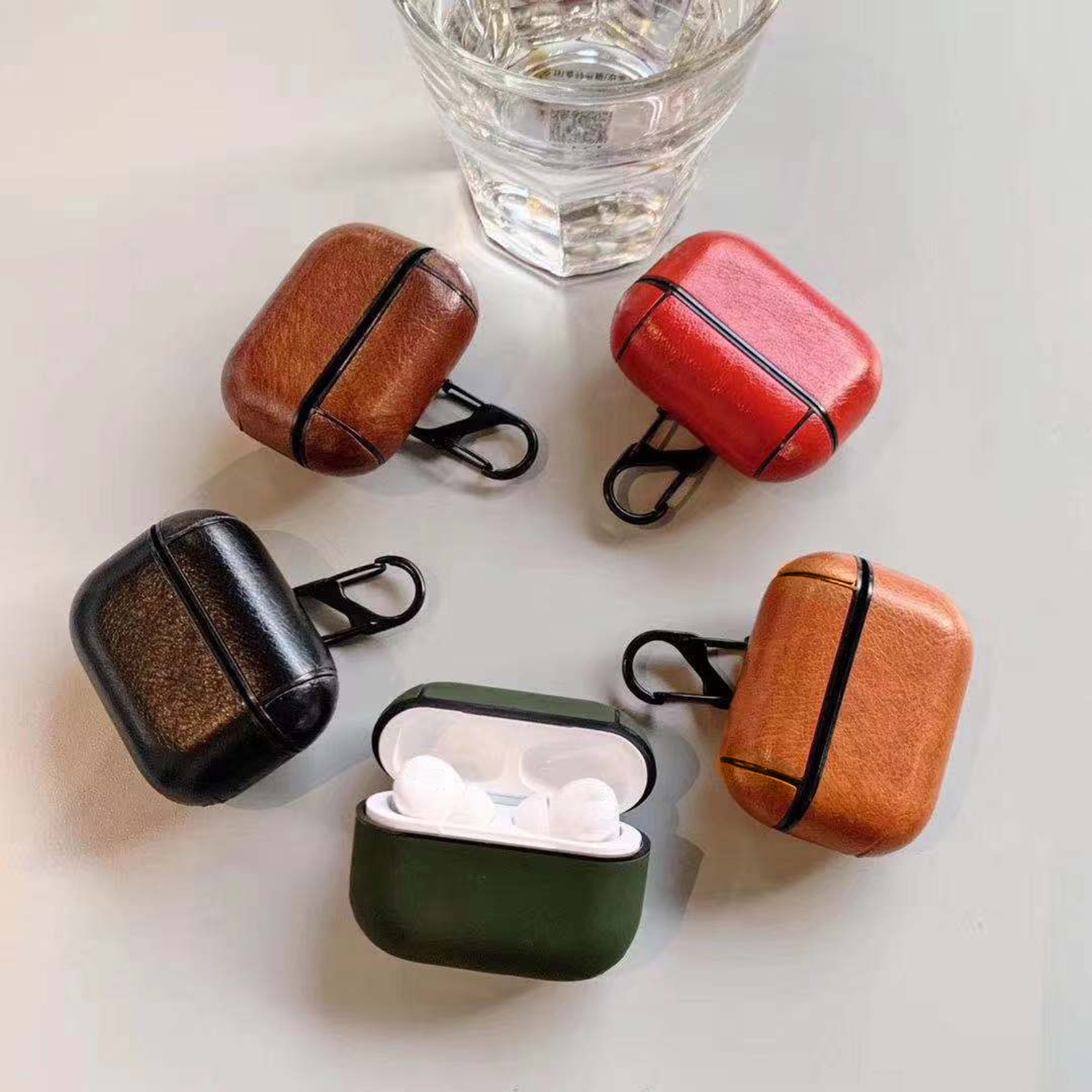Hitech Protective Case Reserved Holes Faux Leather Bluetooth-compatible Earphone Box Cover with Hanging Hook for Pro 2_voghion.com