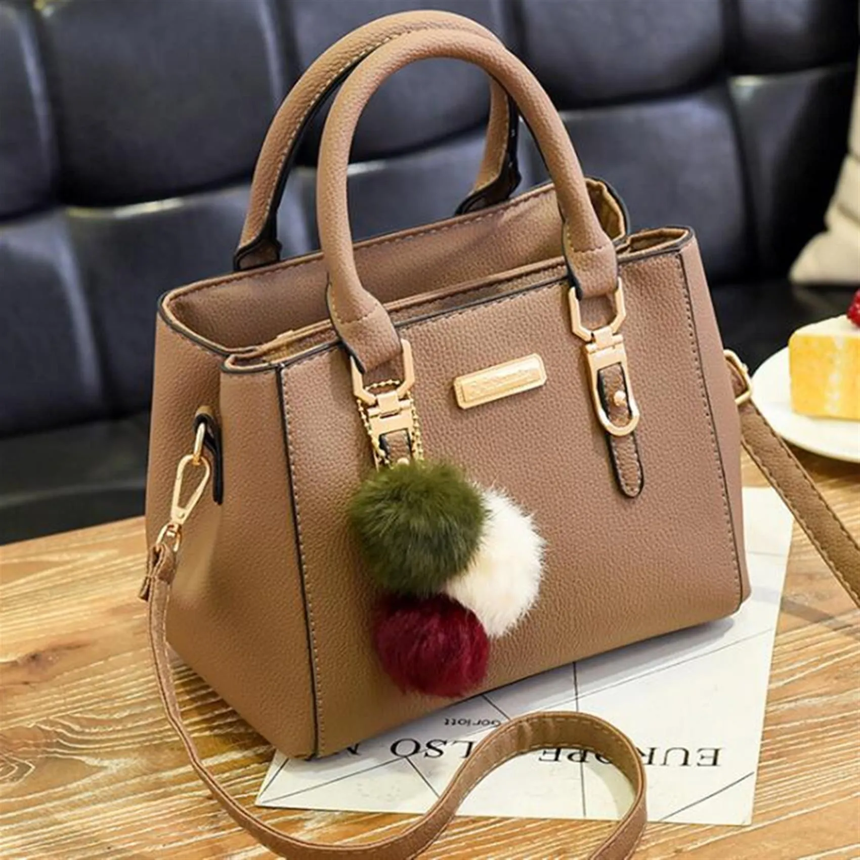 Borsa da donna alla moda, elegante, multiuso, borsa a tracolla da donna, semplice, tinta unita, in pelle PU, da ufficio, da donna, a tracolla_voghion.com