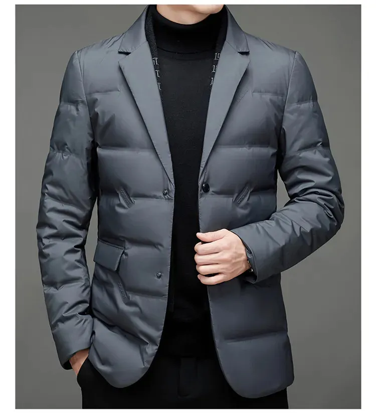 Giacche da uomo in piuma d'oca: parka in piumino d'anatra bianco di alta qualità con collo a sciarpa, giacca casual invernale_voghion.com