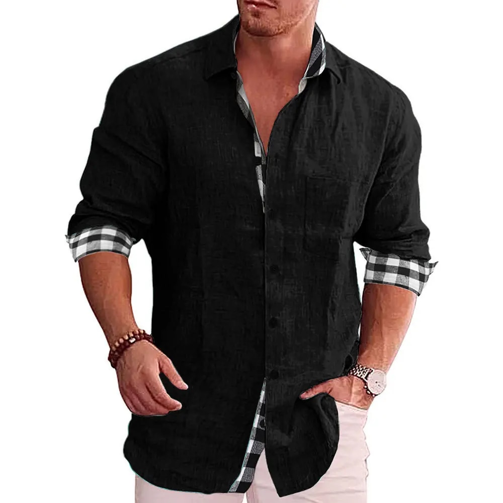 Camicie da uomo Abbigliamento Semplice Maniche lunghe Abiti firmati Camicetta normale Soial Fashion Camicia bianca Cotone e lino_voghion.com