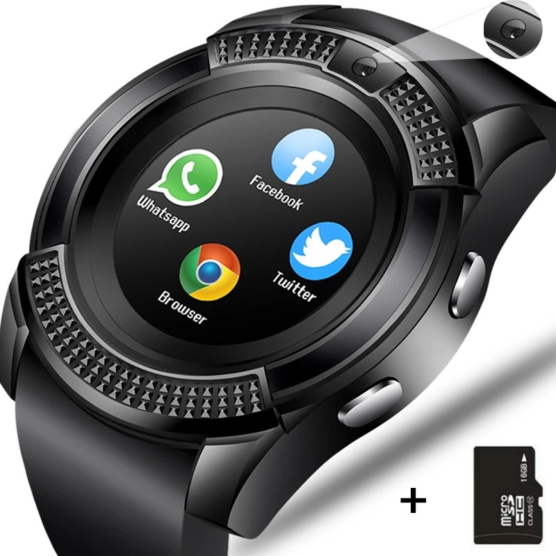 ♥ Direkt verfügbar + GRATIS Liwwerung ♥ V8 Smartwatch TF SIM Auer Bluetooth Schrëttzieler Kamera 2G Faarfdisplay Handgelenk Sport Auer Waasserdicht Apparat Android_voghion.com