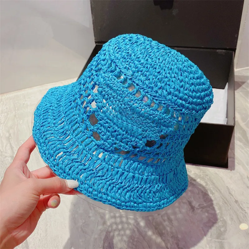 Lettera Paglia Designer Uomo Donna Cappello da pescatore Aderente Moda Tessuto a mano Cappello da sole Donna Estate All'aperto Spiaggia Cappelli Baseball_voghion.com