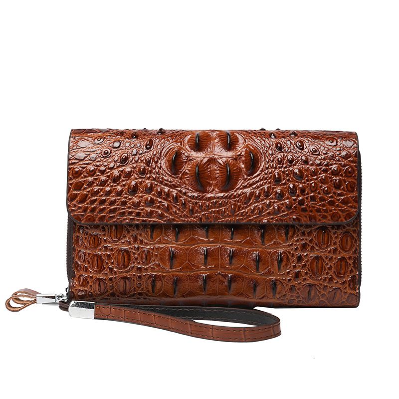 2024 neue Herren-Clutch Krokodilmuster, Clutch mit Doppelreißverschluss, Handtasche, doppellagige Handytasche,_voghion.com