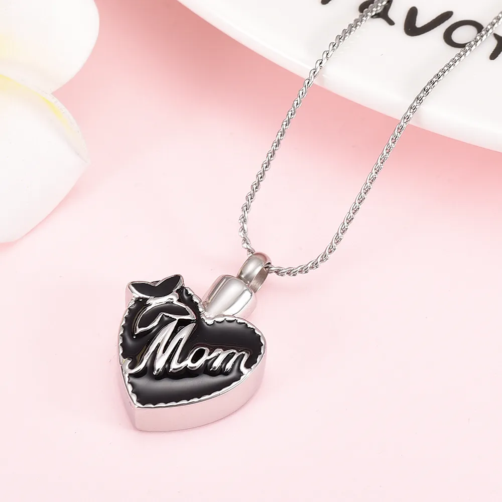 Always In My Heart Memorial Urns Cremation Jewelry Pendant Necklaces For Ashes Mom Women Girls Chains_voghion.com