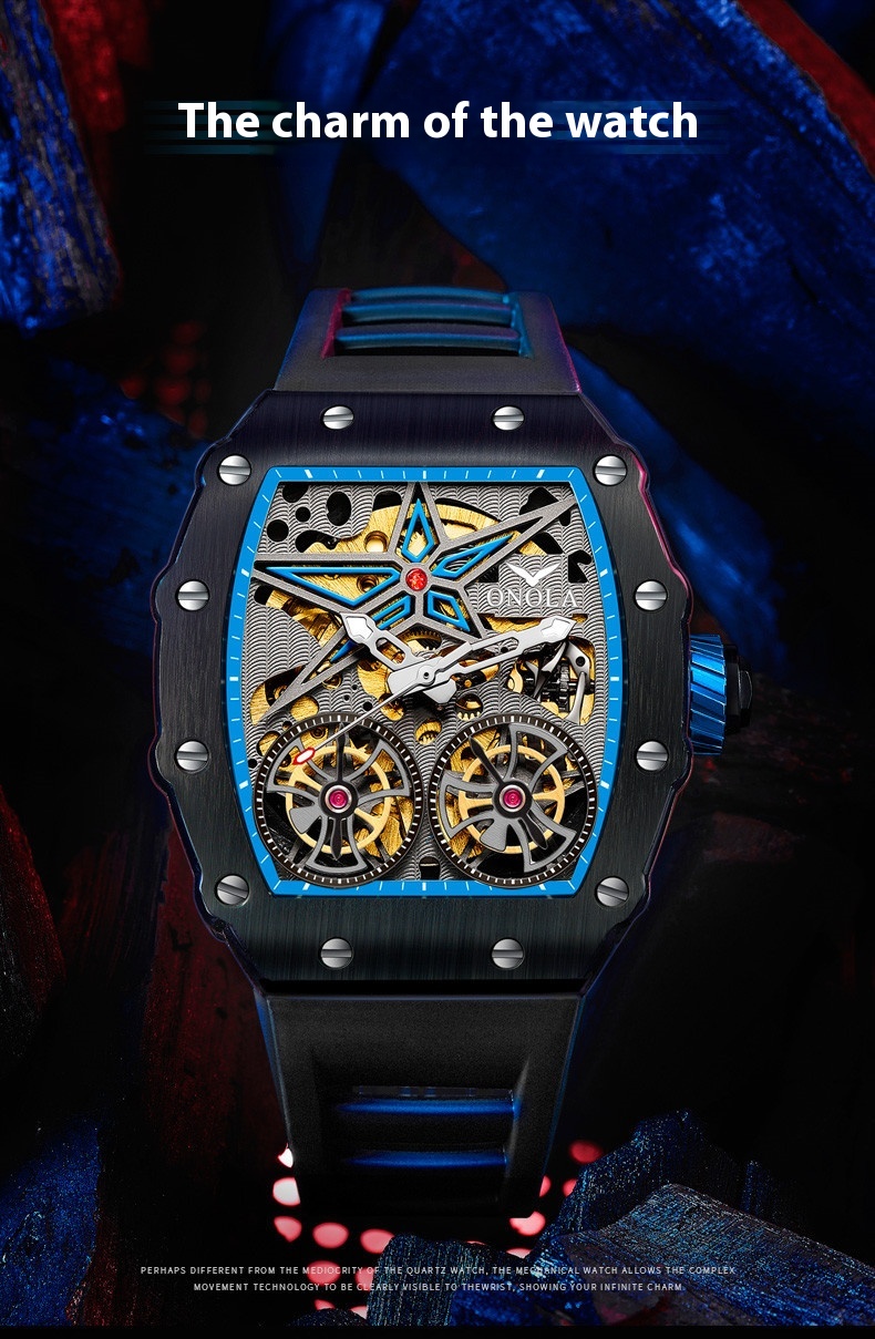 Automatic Mechanical Watch For Men With Skeleton Flywheel Design_voghion.com