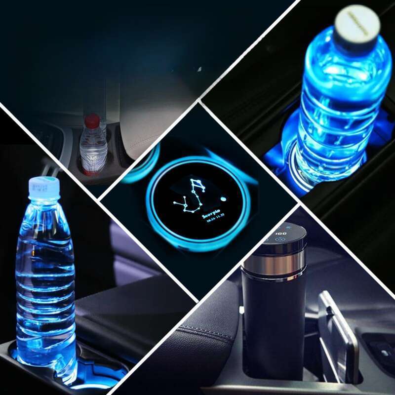 Coussin lumineux LED pour voiture Constellation Ciel étoilé Carte Arc-en-ciel Tasse Lumière d'ambiance intérieure de voiture_voghion.com