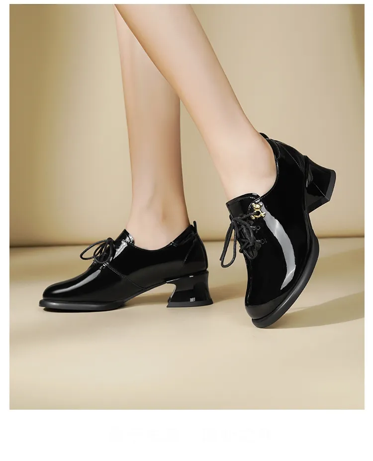 Dress AIYUQI Genuine Leather 2024 Fall Round Quality Head New Ladies Office Shoes British Lace Up Women Loafers Fd54_voghion.com