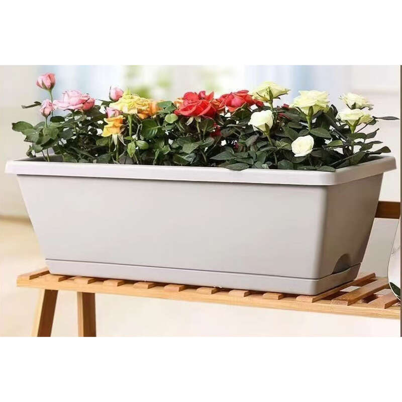 Vaso de resina retangular para plantas, vaso de plantas para plantas, com ranhuras para plantio, para famílias de flores e azevinhos espessos_voghion.com