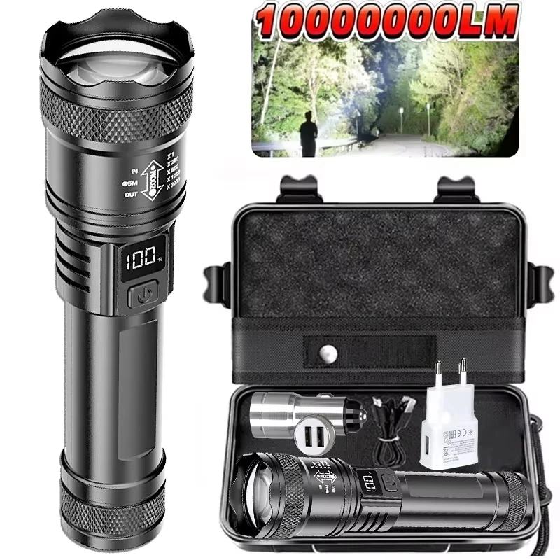 Powerful Led Flashlight With Zoom Torch And Digital Display Type-c_voghion.com