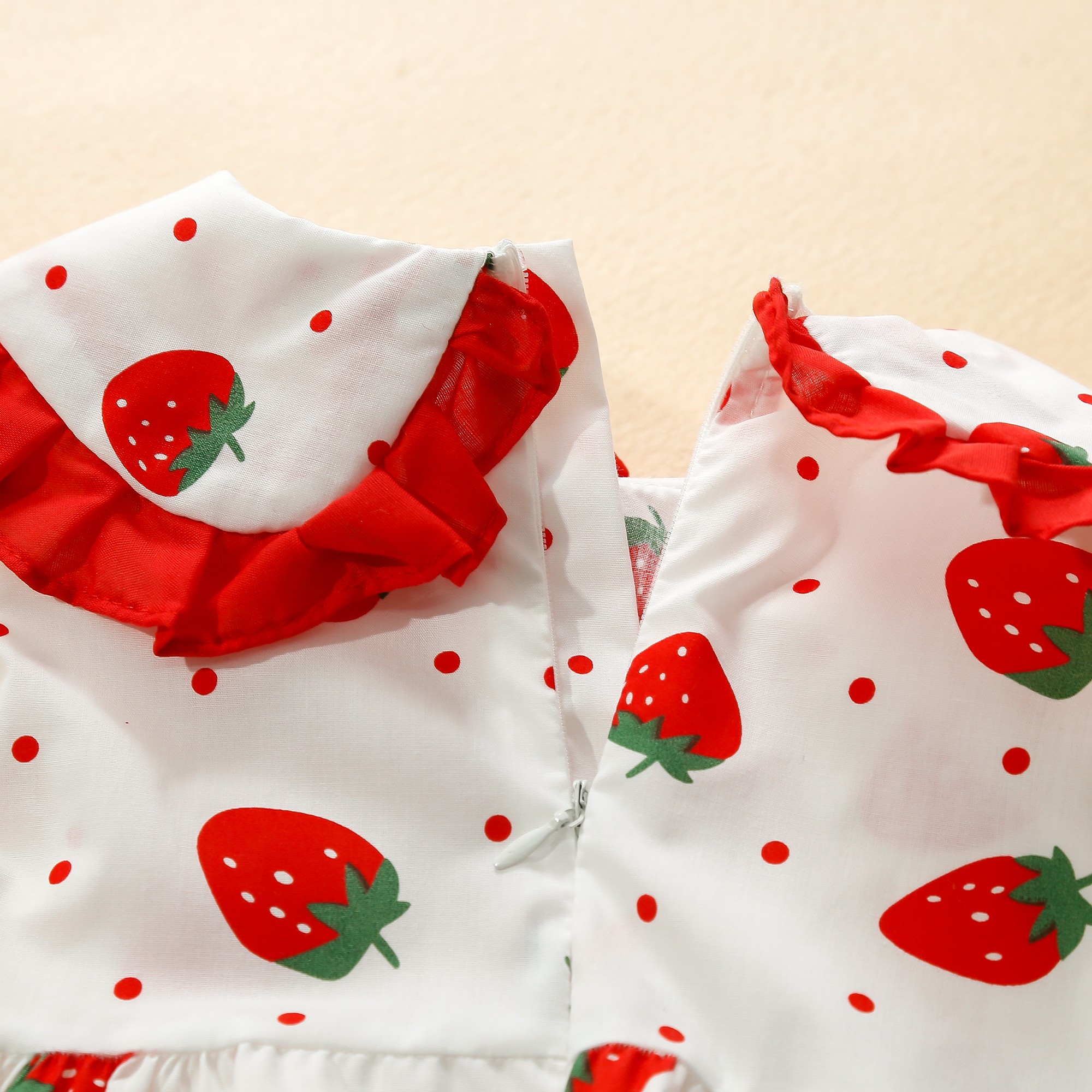 Mädchen Baby Baumwolle Kleid Ärmellos Puppe Kragen Erdbeere Gedruckt Tank Top Kleid Senden Tasche_voghion.com
