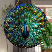8" Peacock Suncatcher - Double-sided Acrylic Round. Perfect For Window/wall/garden Decor. Ideal Housewarming/holiday Gift & Diwali Decoration._voghion.com