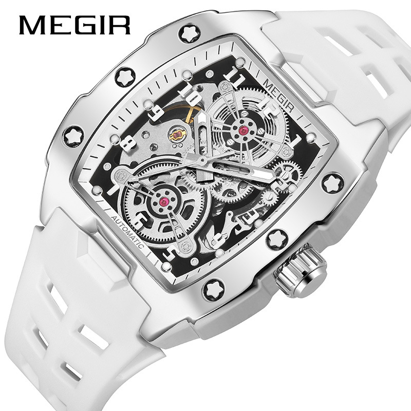 MEGIR New Men’s Sports Cross-border Mechanical Waterproof Wine Barrel Shape Richard 8602
