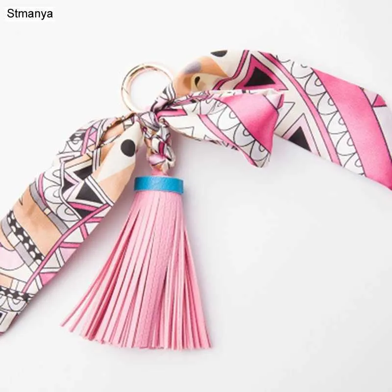 Cute soft leather Tassel bow scarf pendant bag charm accessories new keychain fashion car keyholder K1690 Y241121_voghion.com