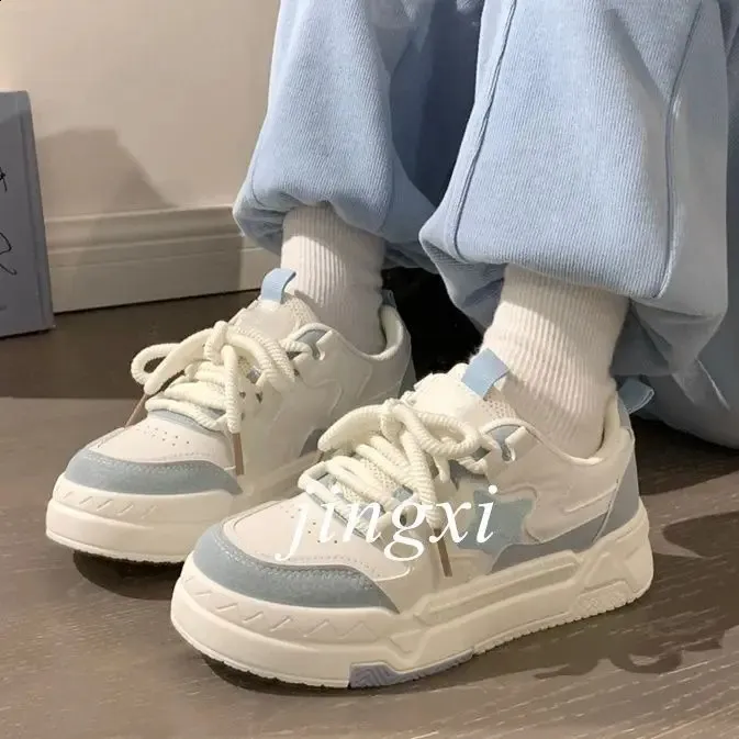 Scarpe sportive rosa bianche da donna, primavera estate, con plateau, vintage, casual, vulcanizzate, kawaii, da tennis, da donna, basse 240801_voghion.com