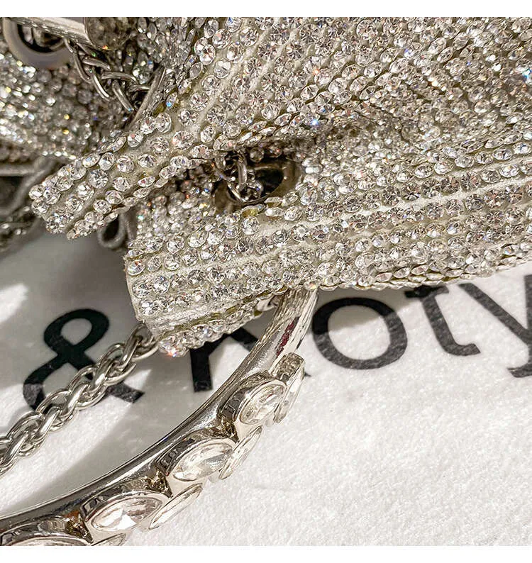 Rhies Dia Evening Clutch Designer Metal Ring Borsa da donna Borsa da sposa Borsa a secchiello Borsa a tracolla_voghion.com