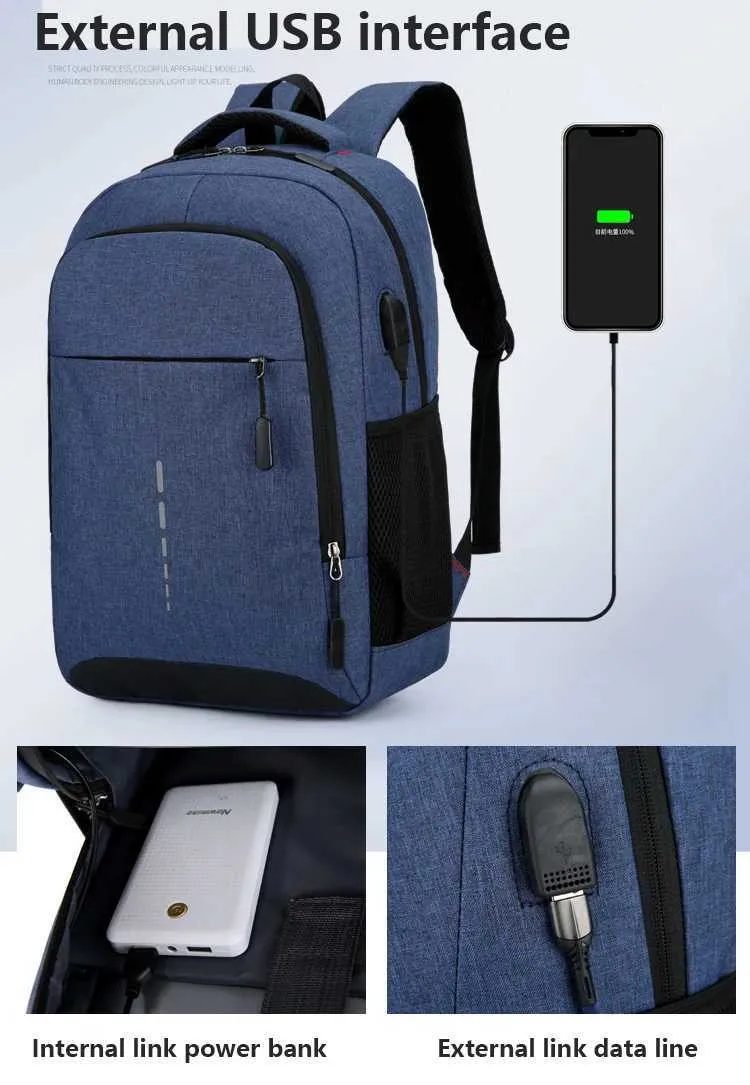 Su geçirmez İş Erkekler USB Okul Sırt Çantaları 16 İnç Dizüstü Bilgisayar Sırt Çantası Büyük Kapasiteli Sırt Çantaları Erkekler için Sırt Çantası_voghion.com