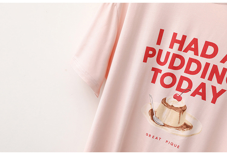 Vêtements pour femmes pyjamas pour femmes printemps et automne modal lettre gâteau imprimé col rond pantalon à manches longues mignon vêtements de maison frais_voghion.com