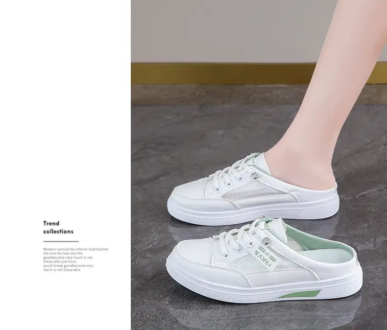 Damen Freizeitschuhe Atmungsaktive Halbschuhe Weiße Slipper_voghion.com