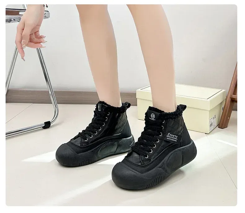 Botines mujer forrados de pelo botas invierno deportivas plataforma_voghion.com