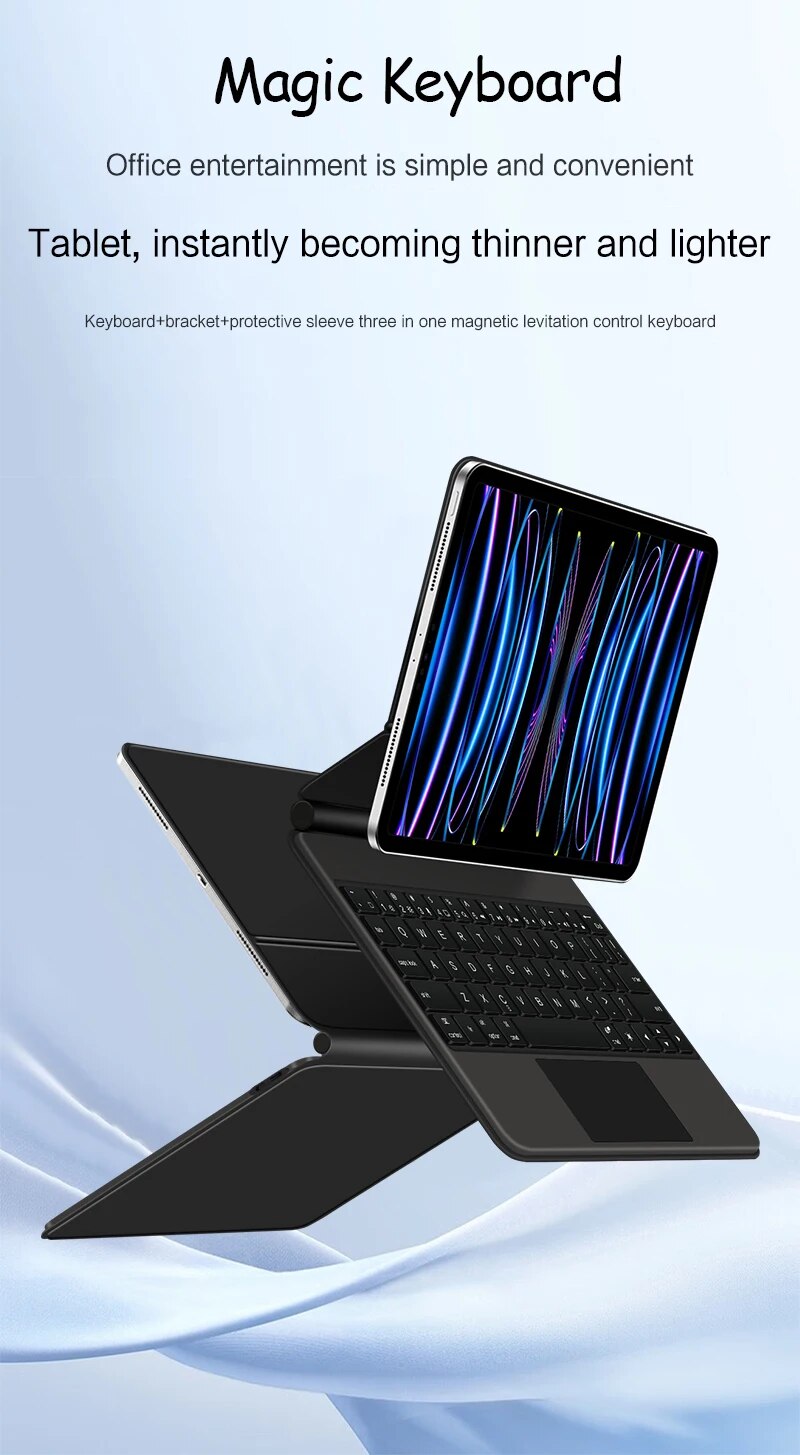 TrackPad Magic Keyboard For iPad Pro 11 2022-2018 Air 5 4 10.9 Air4 Air5 Tablet Case Arabic Hebrew French German Portuguese_voghion.com