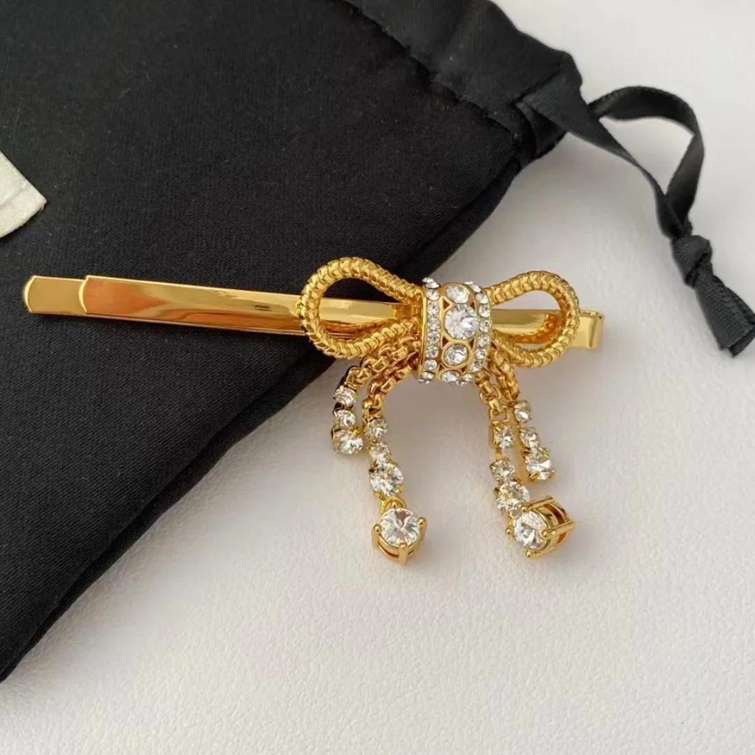 brand Classic designer hairclip bling Crystal shine diamond bow clip fashion women hair Clips Barrettes bowknot_voghion.com