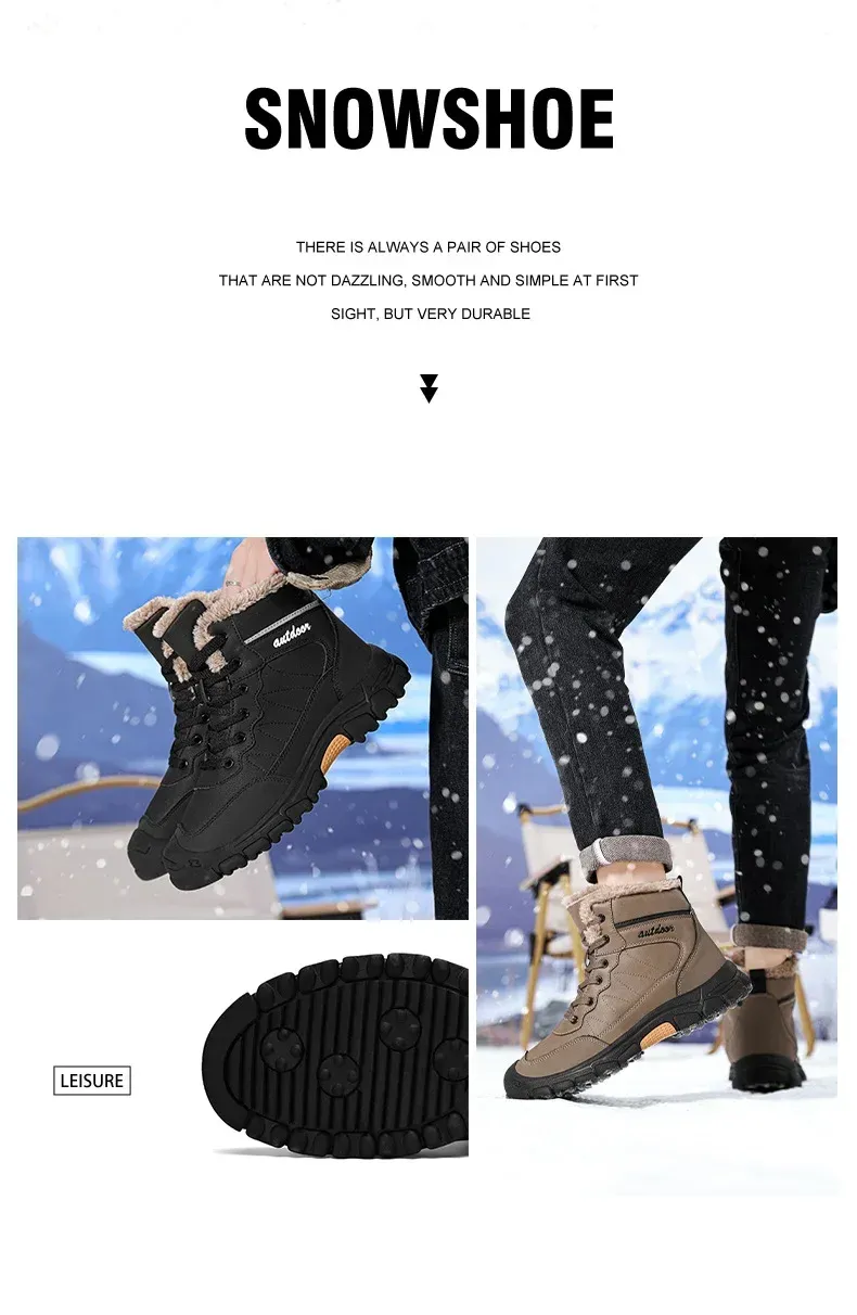 Scarpe casual sportive da uomo, stile retrò, da trekking, alte, in peluche, da campeggio, per le vacanze, da pesca, 2024_voghion.com