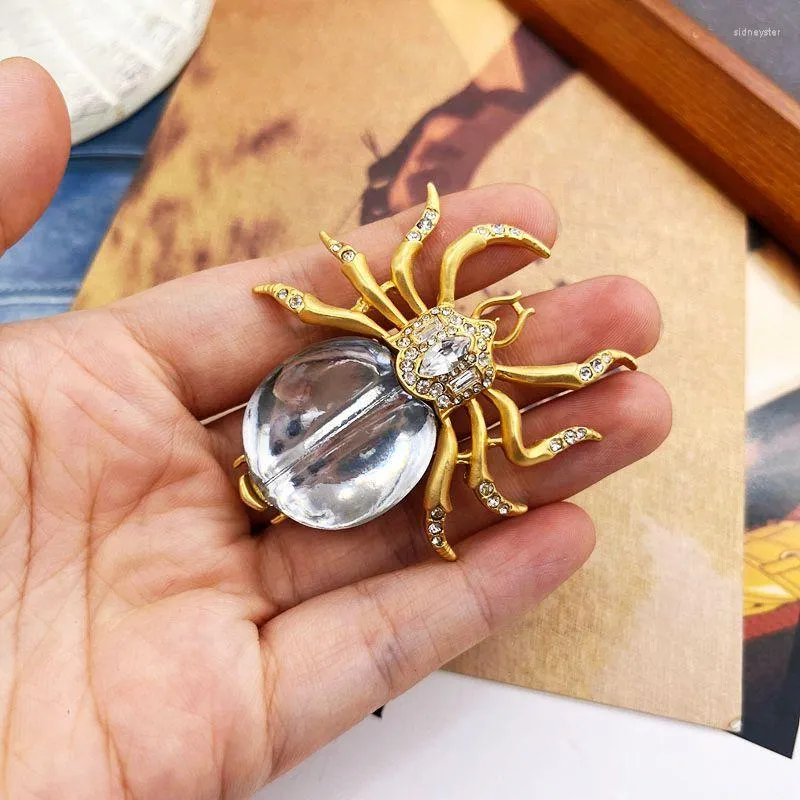 Broche de araña para mujer con estrás joya de insecto decorativa_voghion.com