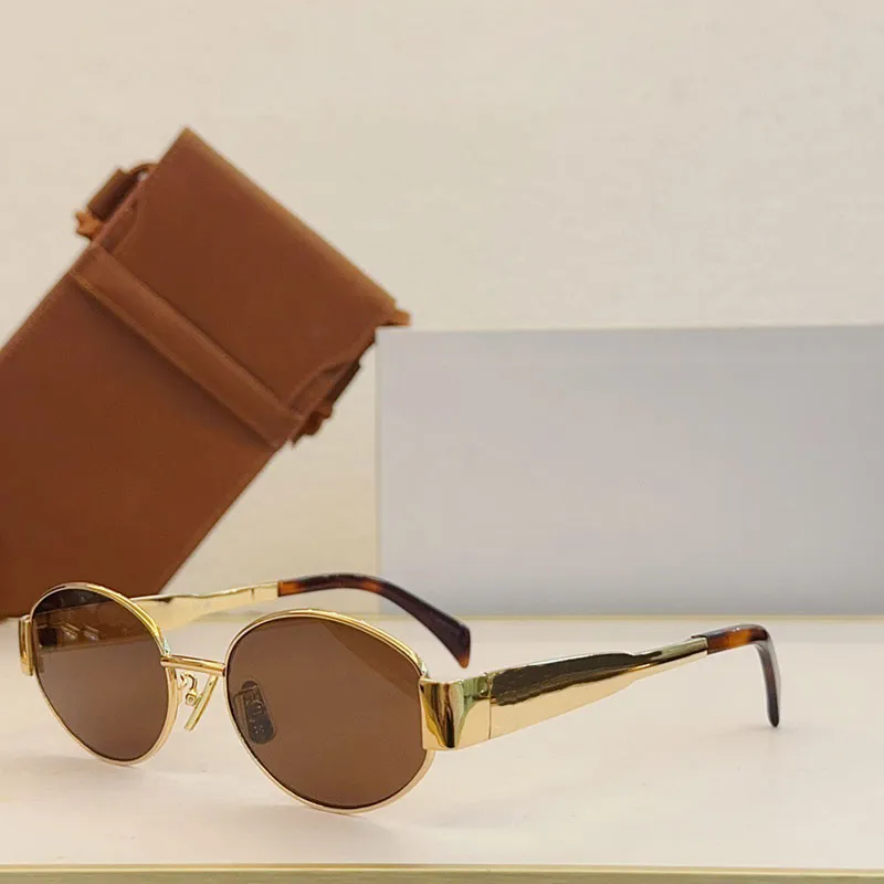 Mujeres Triomphe Oval 40235 Patas de espejo de metal Lente verde Gafas de sol Retro Pequeño marco redondo Mujeres pequeñas atractivas con_voghion.com