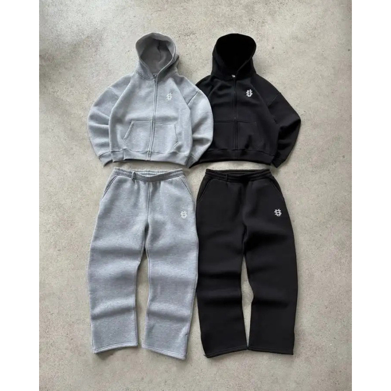 Men's Clothing Unisex High Street Hip Hop Embroidered Zip-Up Sweatpants Comfort Fit, US Sizes S To 2XL Available With Urban Style Embroidery