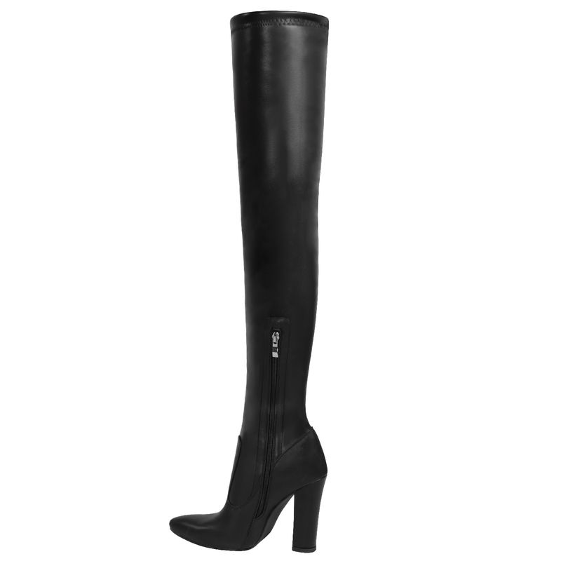 Sexy einfarweg spitz déck Héichhieler iwwer de Knéi elastesch grouss Liederstiefelen_voghion.com