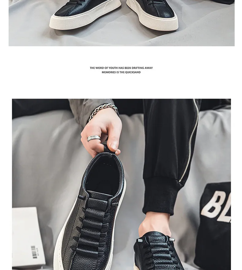 Uomo Classiche Sneakers Bianche Casual Morbide in Pelle con Lacci Moda Uomo Scarpe da Passeggio all'Aperto Scarpe da Ginnastica Maschili_voghion.com