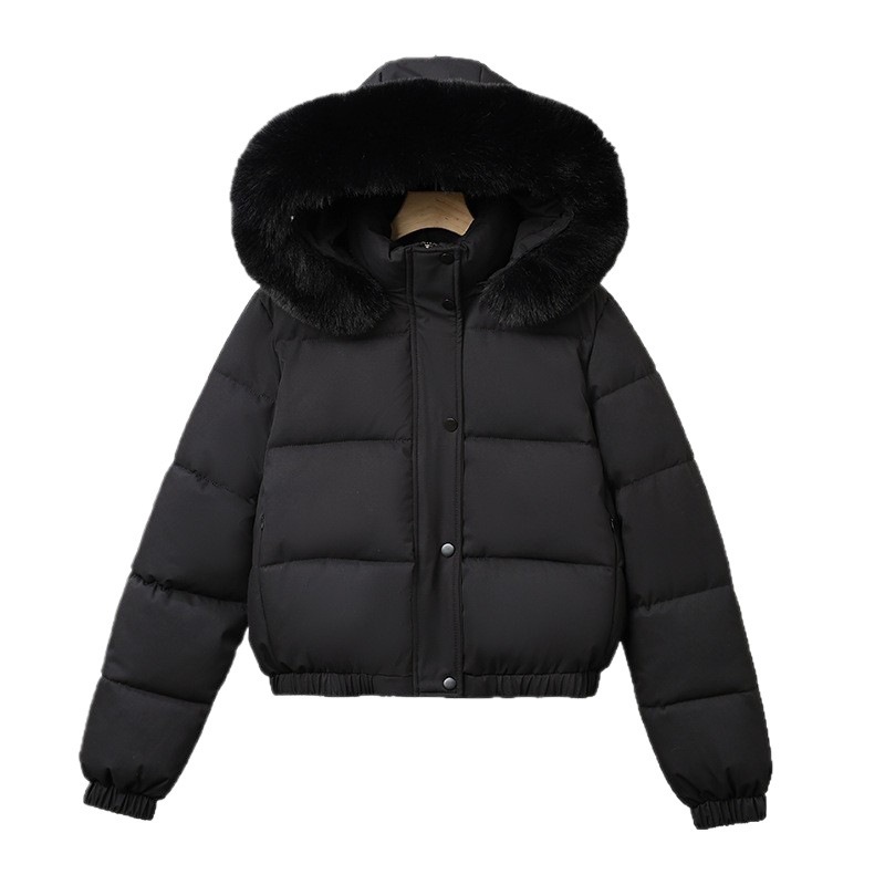 Quilted Winter Jacket With Faux Fur Trim - Short Puffer Coat For Women ( - , M-XXXL)