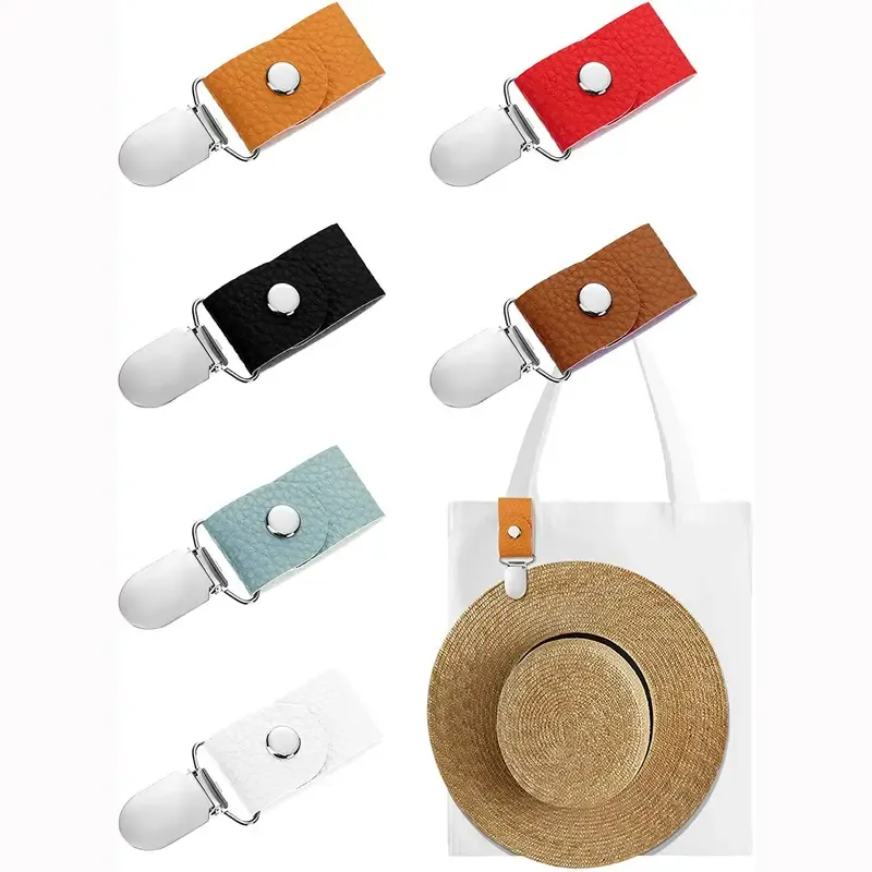Clip porta-cappello multifunzionale in pelle per viaggi e campeggio: fissa saldamente il tuo berretto alla borsa o al bagaglio_voghion.com