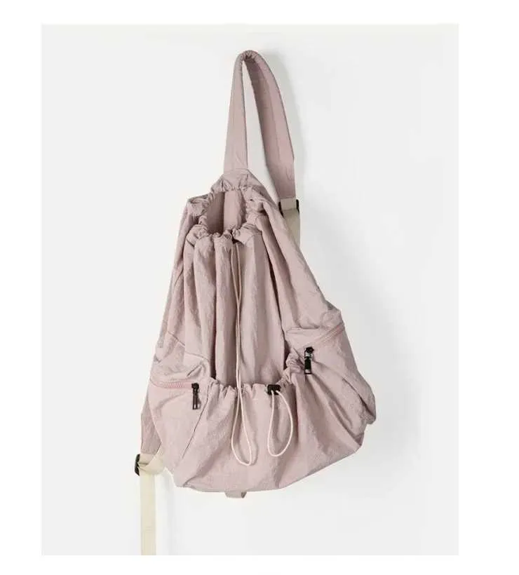 Fashionable Women's Nylon Drawstring Backpack Casual Travel Bag_voghion.com
