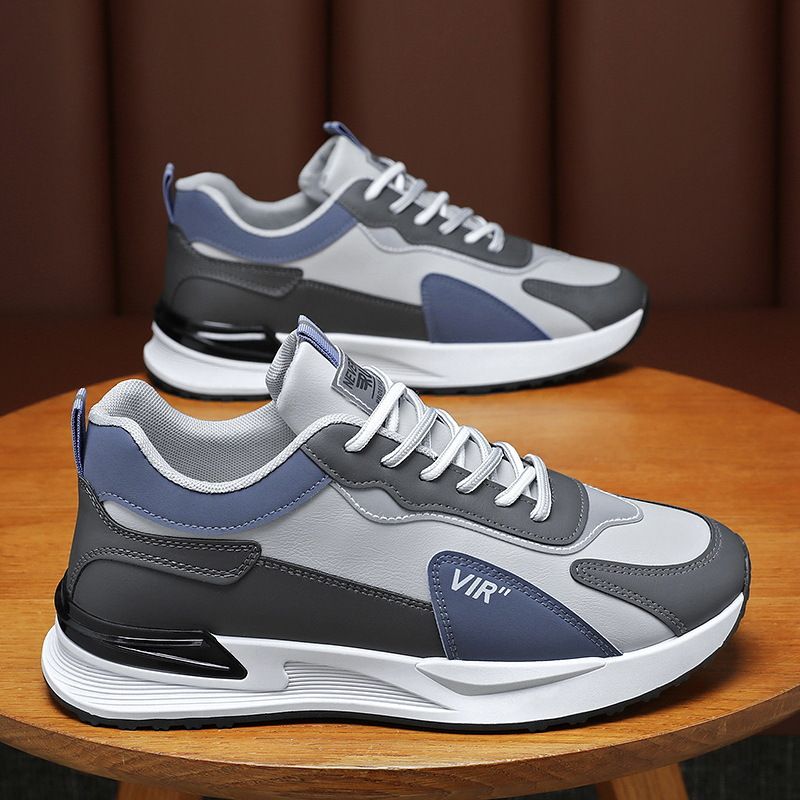 Zapatos deportivos casuales de suela gruesa versátiles para hombre, de cuero, para correr, de algodón, del mismo estilo, nuevos, 2024_voghion.com